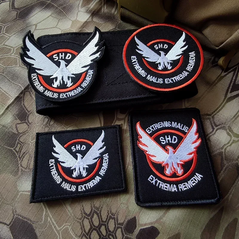 SHD The Division moral parches tácticos bordados, Parche de gancho y bucle, insignia de juego de rol de disparo militar, pegatinas de mochila - imagen 2