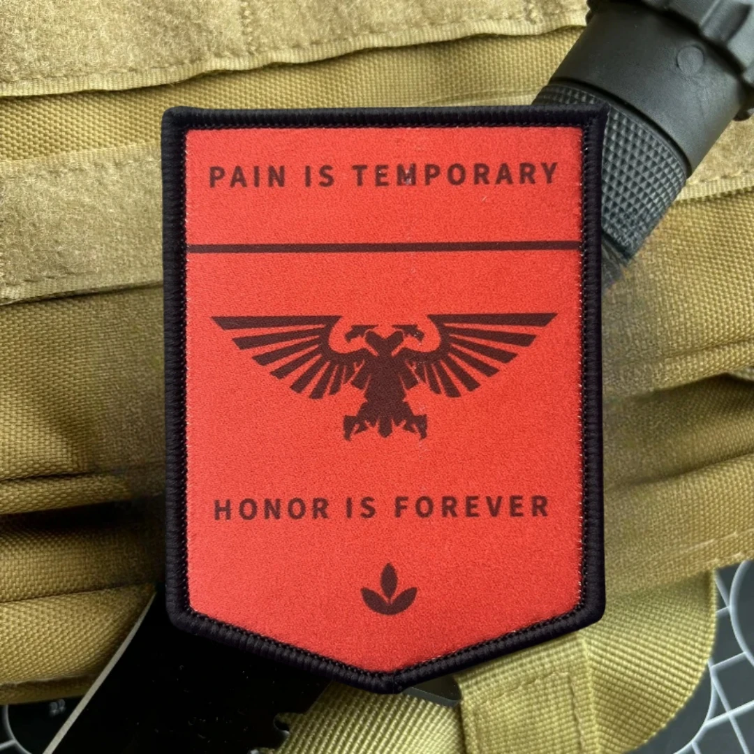 "El dolor es temporal, el honor es eterno", insignia de moral divertida, parche, emblema militar, gancho impreso táctico, pegatinas para mochila y ropa