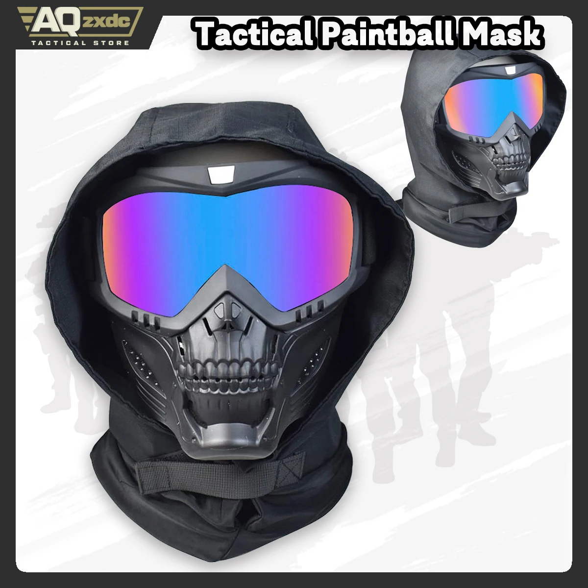 Máscara airsoft táctica de cara completa con gafas antivaho desmontables