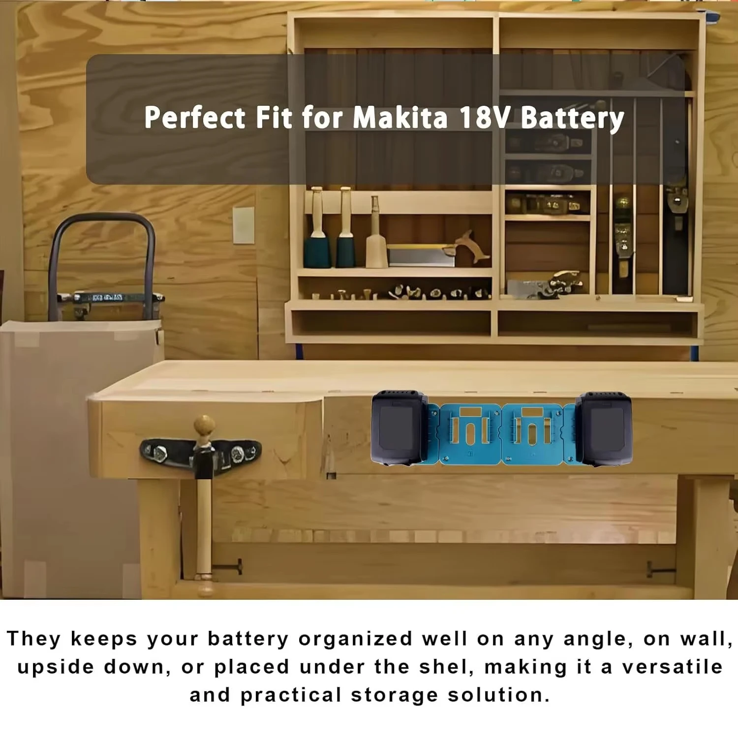 Soporte de máquina de 5 uds., estante de almacenamiento de batería para Dewalt/Makita/Milwaukee, batería de iones de litio de 14,4 V y 18V, soporte de herramienta de montaje en pared - imagen 5
