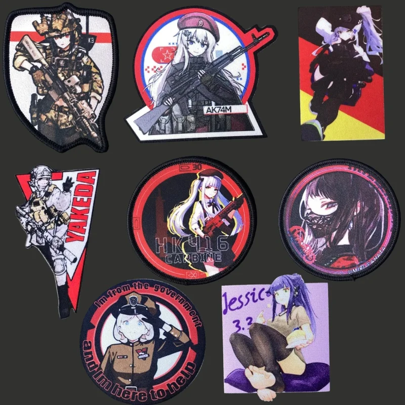 Parche de Chica de Anime, insignia de moral táctica militar, brazalete con estampado de gancho y bucle, mochila, ropa, pegatinas de accesorios decorativos