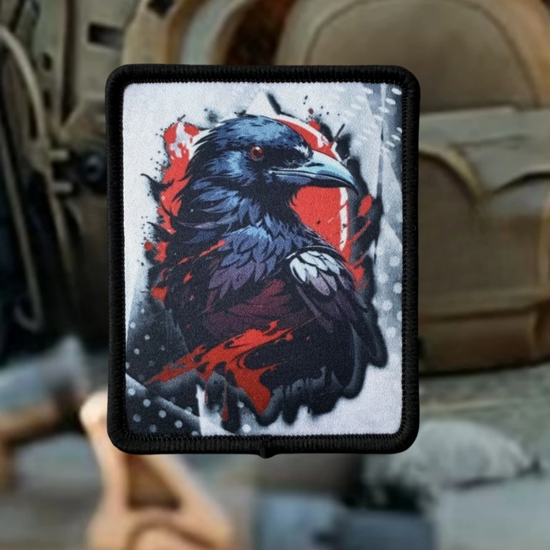 Parche de sangre y cuervo, emblema de moral táctica, brazalete del ejército militar, parches de gancho y bucle impresos para ropa, pegatina para mochila - imagen 3