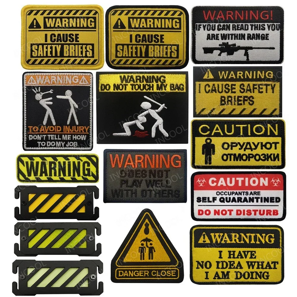 Advertencia No tengo Idea parche bordado alerta identificar seguridad al aire libre marca tira parches de goma de PVC insignias decorativas Chevron - imagen 3