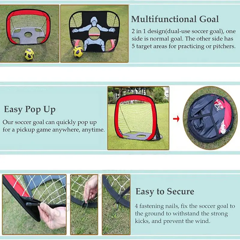 Portería de entrenamiento de tiro de fútbol, marco de puntuación móvil, entrenamiento de fútbol plegable para niños, objetivo de puntuación, juguete de entrenamiento, pie - imagen 4