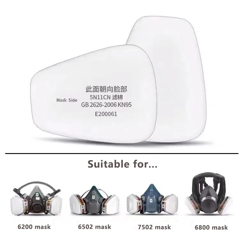 Filtros Industriales de algodón para mascarilla, cubierta reemplazable para 3M 300/501, accesorios para respirador a prueba de polvo y Gas, 50/6200 piezas, 5N11 - imagen 4