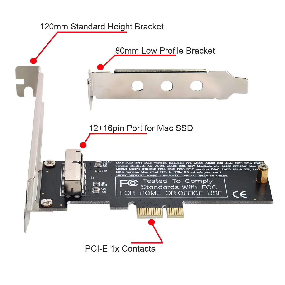 Chenyang PCI-E 1X PCI Express a 12 + 16 pines 2013-2017 Mac Pro Air SSD Tarjeta de conversión para A1493 A1502 A1465 A1466 - imagen 4