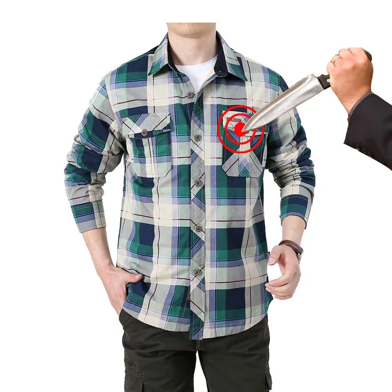 Camisa táctica de manga larga antipuñaladas, camisa de autodefensa, más terciopelo cálido, ropa Invisible resistente al corte, puñalada encubierta, 4xl - imagen 2