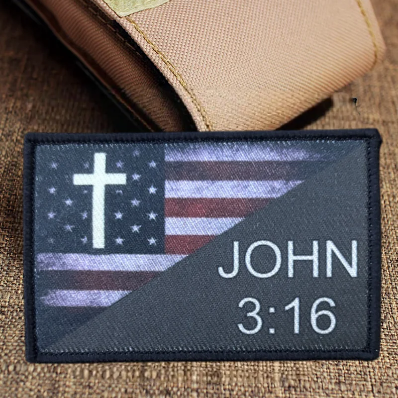 John 3:16 parche estampado chaleco táctico gancho y bucle insignia moral mochila pegatinas decorativas brazalete parches para accesorios de ropa