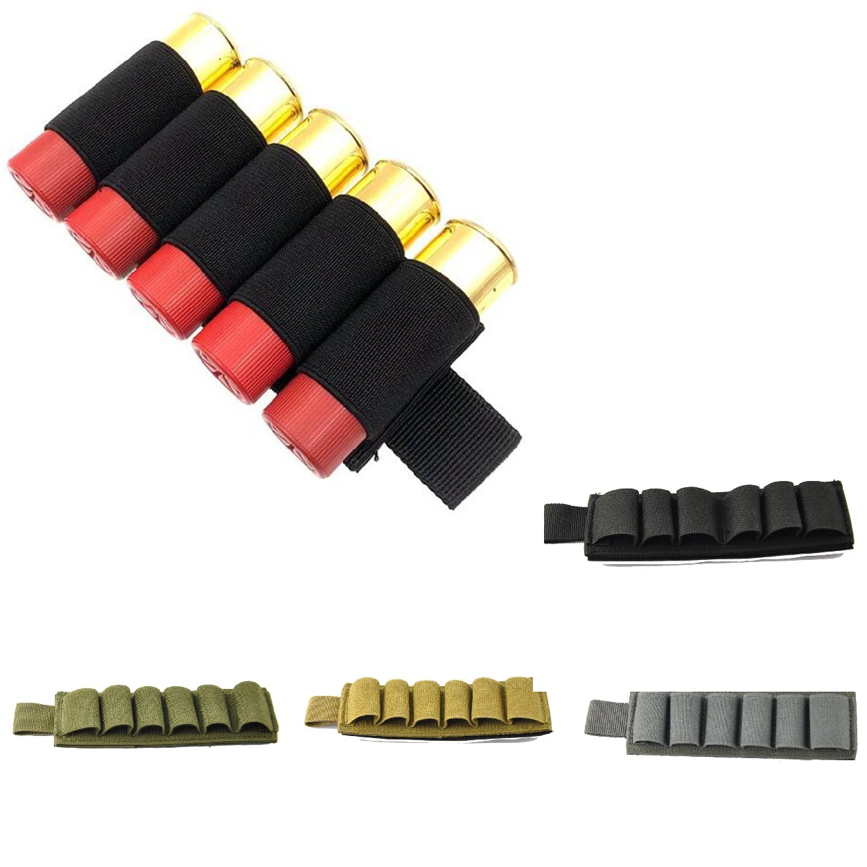 Soporte táctico para carcasa de escopeta redonda, 6 pistolas de municiones, soporte de recarga de balas con pegatina de respaldo adhesivo