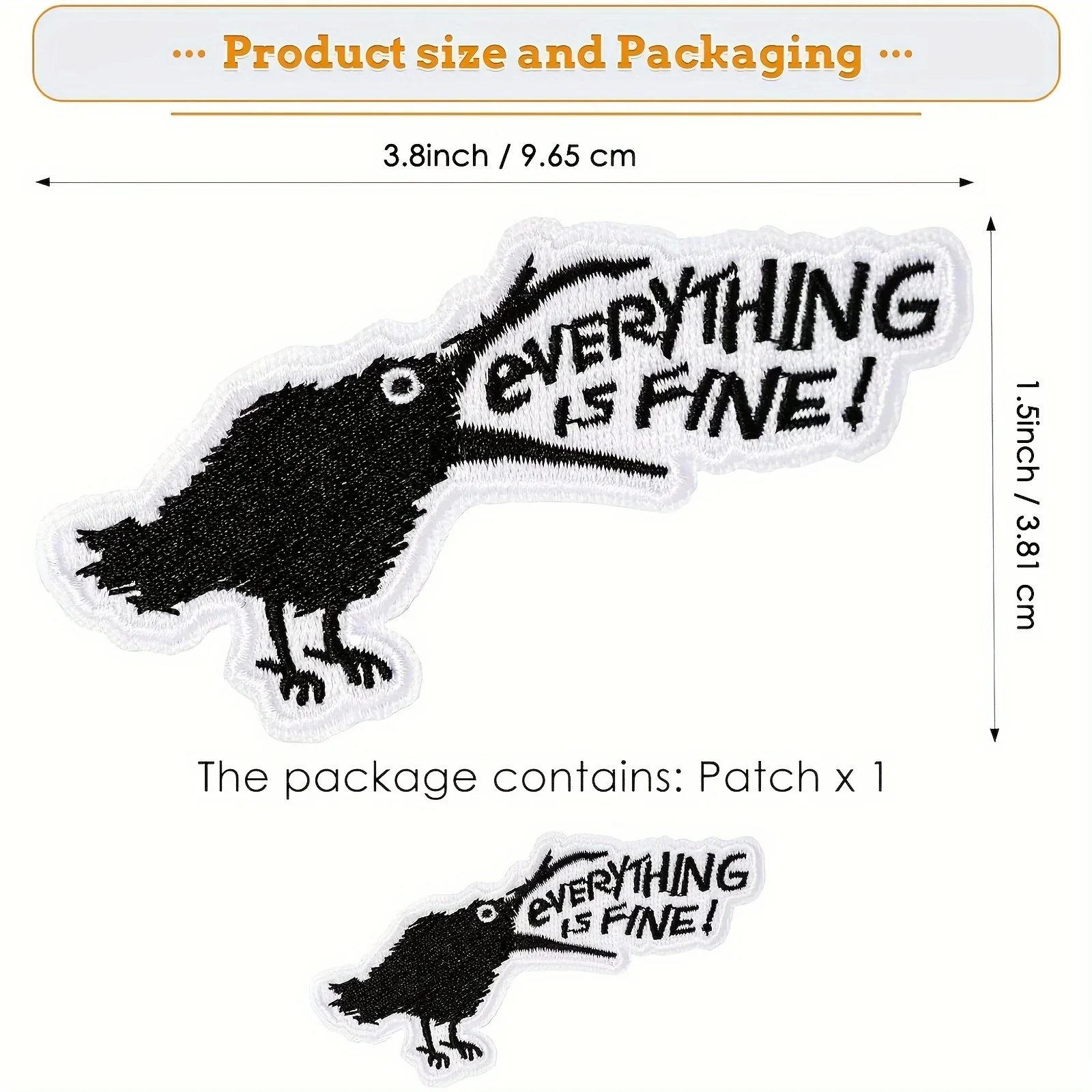 Parche termoadhesivo de cuervo divertido, parche Meme de cuervo "Everything is Fine", para chaquetas, sombreros, mochilas y bricolaje, humor oscuro, peculiar, 1 ud. - imagen 5