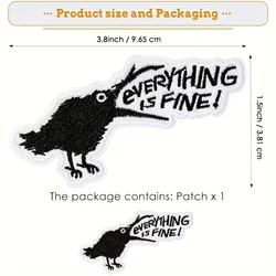 Parche Cuervo Everything is Fine – Termoadhesivo táctico para chaqueta o mochila
