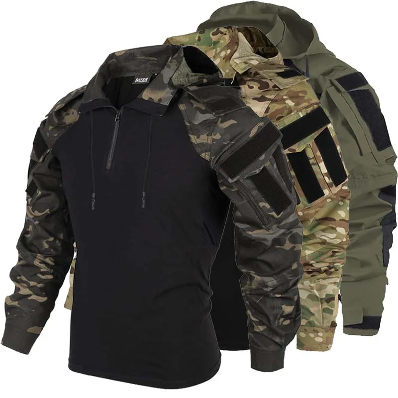 Camisa táctica Ripstop camuflaje manga larga con cremallera