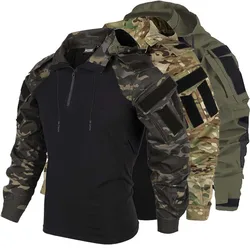 Camisa táctica Ripstop camuflaje manga larga con cremallera