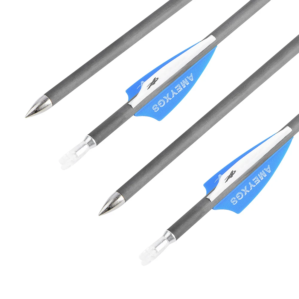 Flecha de carbono para columna vertebral, 12 Uds., 500/600/900 ID4.2mm, escudo de 2 pulgadas, pluma de goma, accesorios esenciales, tiro con arco, caza, entrenamiento - imagen 2