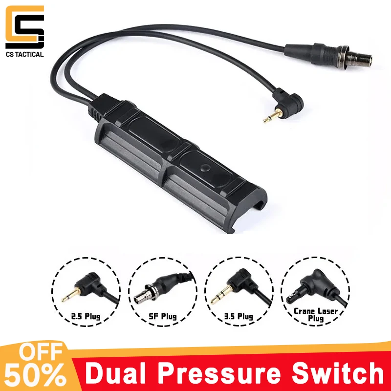 WADSN interruptor de presión doble remoto enchufe SF 2,5mm para PEQ DBAL NGAL M300 M600 linterna táctica accesorios de caza Airsoft