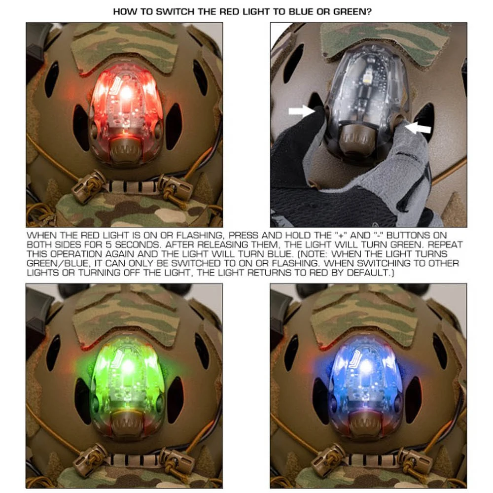 Luz táctica para casco, luces de señal de seguridad de supervivencia estroboscópicas IR para ciclismo al aire libre, rojo/verde/azul/blanco/IR, lámpara LED Flash para casco de pesca - imagen 5