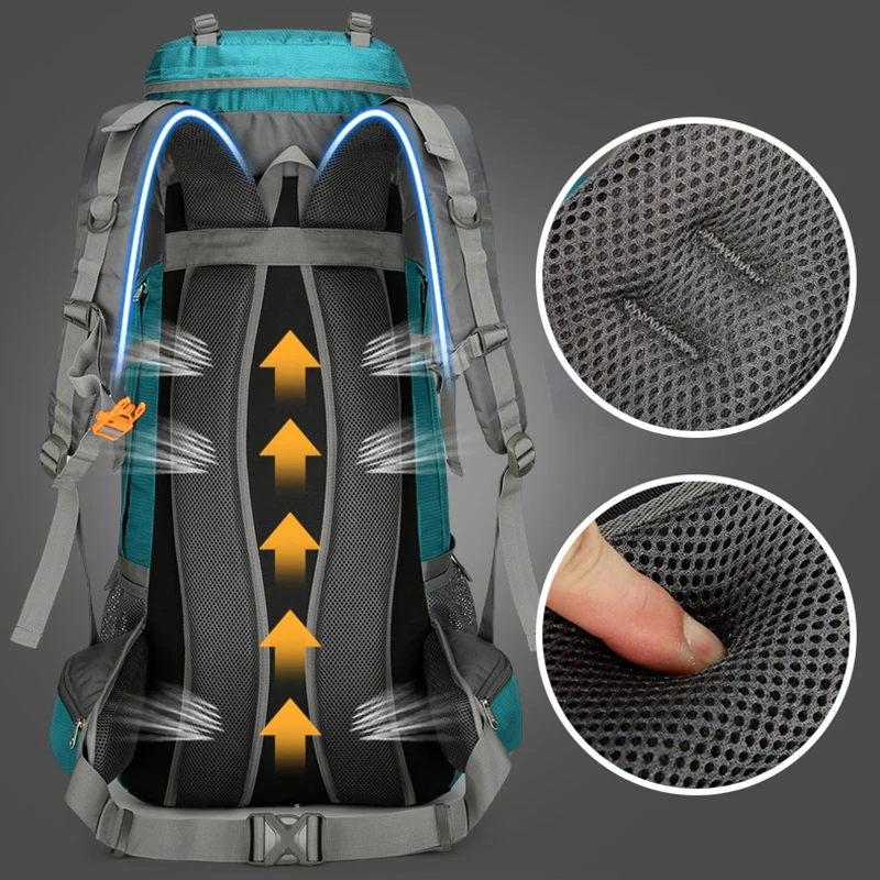 Mochila de Camping para hombre, bolsa de viaje, mochila de escalada de 75L, paquete de almacenamiento grande para senderismo, bolsos de hombro deportivos para Montañismo al aire libre - imagen 4