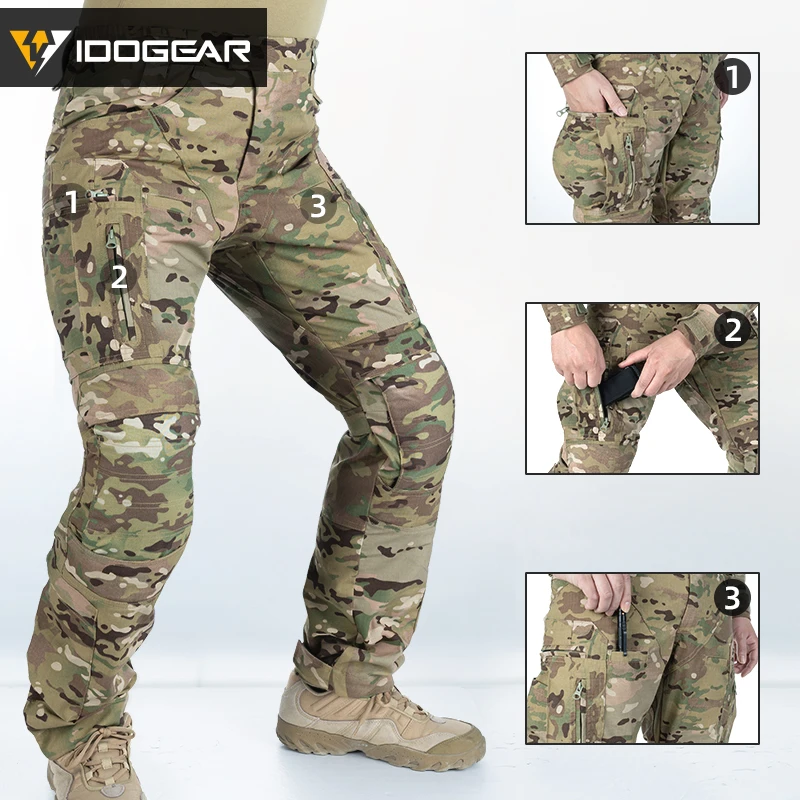 IDOGEAR-Pantalones tácticos de combate UFS, con rodilleras, de camuflaje, para caza, 3209 - imagen 2