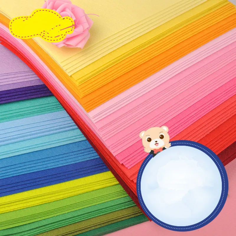 Flores de fieltro no tejidas hechas a mano autoadhesivas, manualidades de tela DIY, muñecas de juguete coloridas, Material de costura, punzón de aguja, decoración del hogar, 1mm - imagen 2