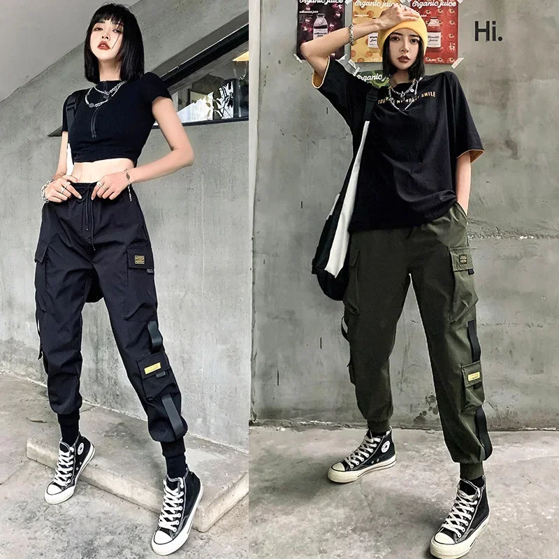2025 New Arrive Harajuku Ribbons Harem Joggers Men Cargo Pants Fashion Drawstring Trousers Streetwear Hip Hop Multi-pocket Pants - imagen 3