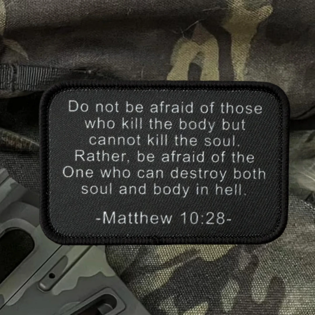 Matthew 10:28, parche de versículo bíblico, insignia de moral táctica, emblema militar, pegatina para mochila, parches impresos con gancho para ropa - imagen 4