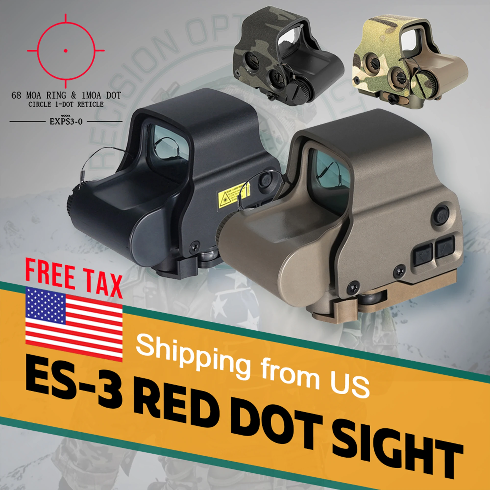2025 EXPS3 S1 558 Red Dot Sight NV Fucntion EXPS3-0/DCR Retícula con Marcaduras Originales A prueba de golpes con Rifle 5,56 - imagen 2