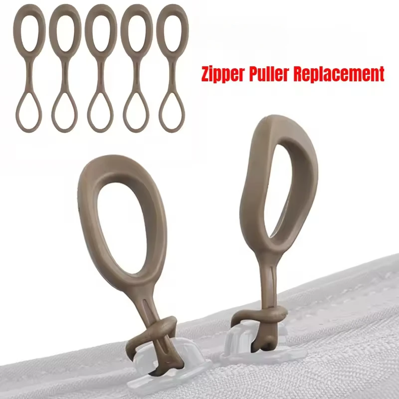 Extractor de cremallera de repuesto, extensión de cable TPE, lengüeta de cremallera, accesorios de bolsa DIY para chaleco de caza, accesorios para mochila, 5 uds.
