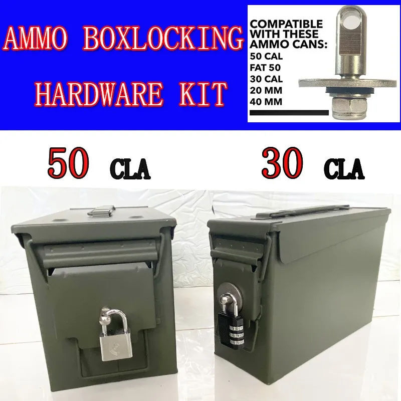 Sin caja, perno de 50 Cal, lata de munición, cerradura de pistola de acero, caja de seguridad para pistola de municiones, Kit de Hardware, caja bloqueable del ejército militar, bala de pistola de 40mm - imagen 4