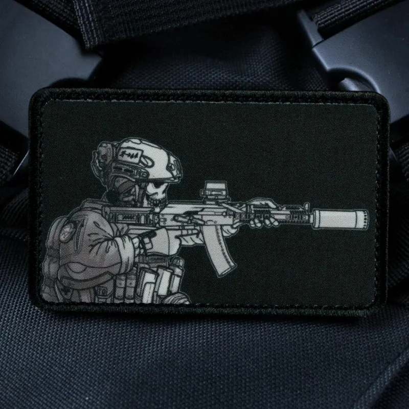 Emblema de línea de visión, diseño de soldado, insignia de moral, parches militares tácticos para ropa, mochila militar, pegatina de gancho y bucle impresa - imagen 3