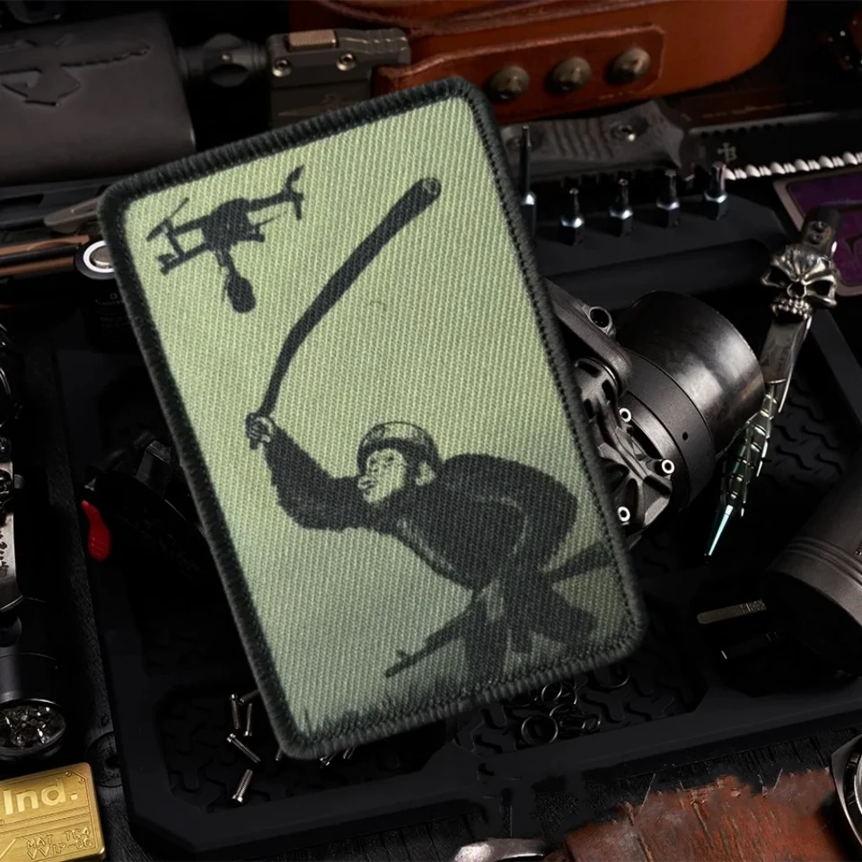 Parche de moral táctica para Dron de ataque orangután "Evolution", parche de gancho y bucle impreso, insignia del ejército militar, brazalete, pegatinas para mochila
