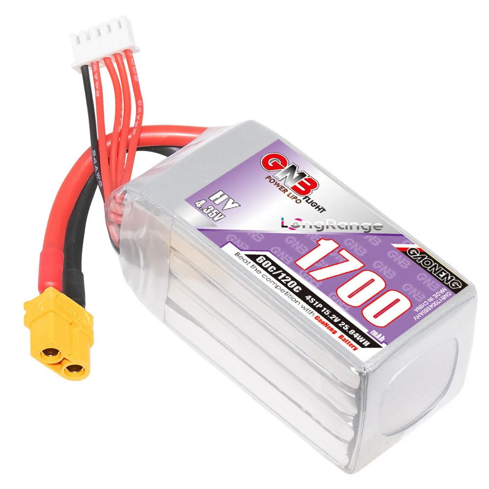 Batería Lipo GNB 4S 15,2 V 1700mAh 60C/120C HV para Dron con control remoto FPV Quadcopter helicóptero piezas de aviones batería de 15,2 V - imagen 4
