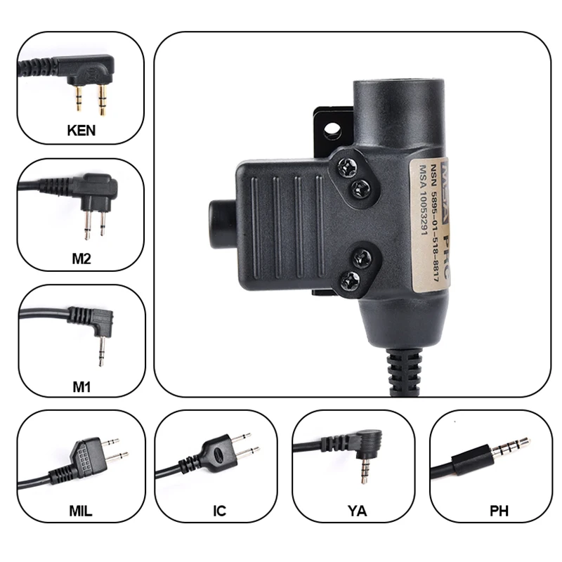 WADSN táctico militar U94 PTT 7,0 enchufe adaptador de auriculares para COMTAC Earmor Baofeng Kenwood Walkie Talkie Radio Motorola Midland - imagen 4