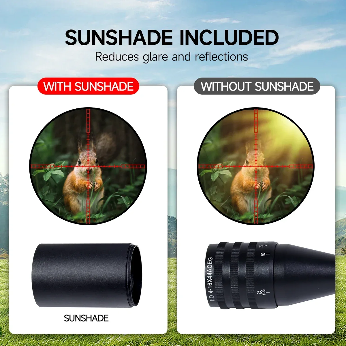 EO4-16x44AOEG mira telescópica para caza, mira óptica iluminada en rojo, verde y azul, mira táctica para pistola Airsoft para montaje en riel de 11mm/20mm - imagen 3