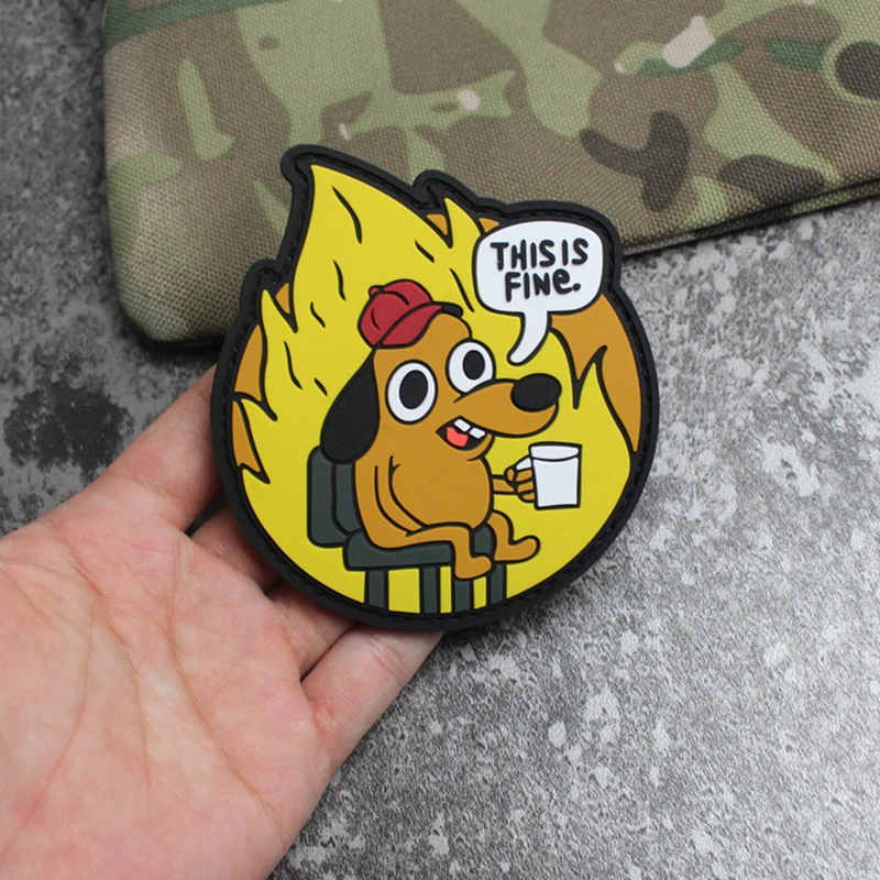 Parche bordado de PVC para decoración de ropa, insignia táctica creativa, divertida, bonita, para perro, beber café, DIY - imagen 2