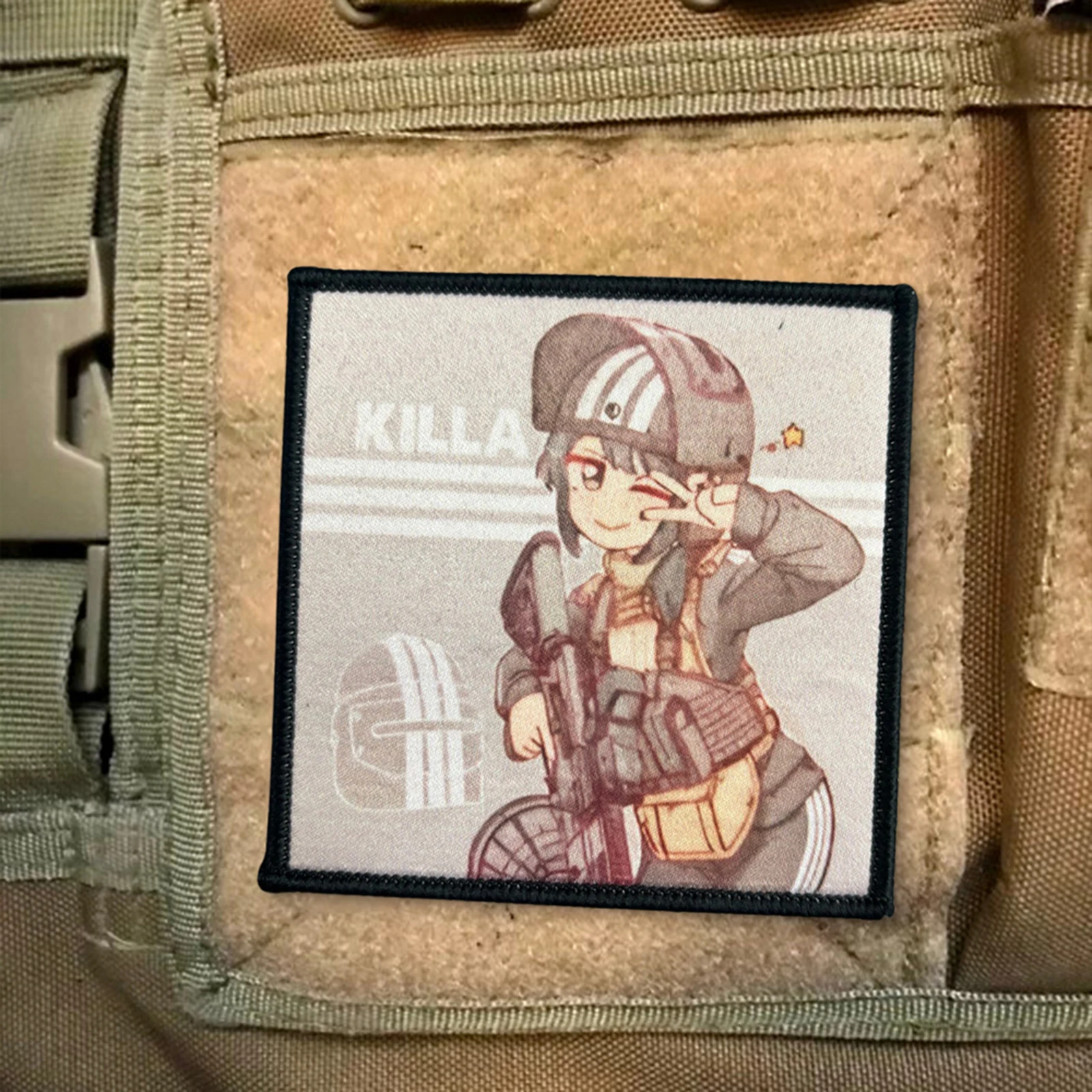 Parche táctico Killa Anime Girl, parches de gancho y bucle para ropa, insignia de moral, brazalete del ejército militar, pegatinas para mochila - imagen 5