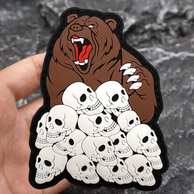 Parche de PVC irritable de oso marrón para humanos, chaleco táctico con gancho y bucle, insignia de moral, pegatinas para mochila, parches para brazalete para ropa - imagen 2