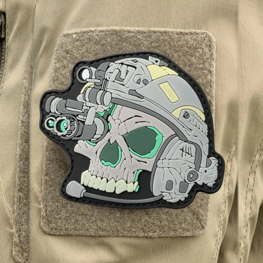Insignia de moral táctica de calavera de cazador, parche de PVC para ropa, parches militares con gancho y bucle, pegatina para mochila, apliques para brazalete - imagen 4