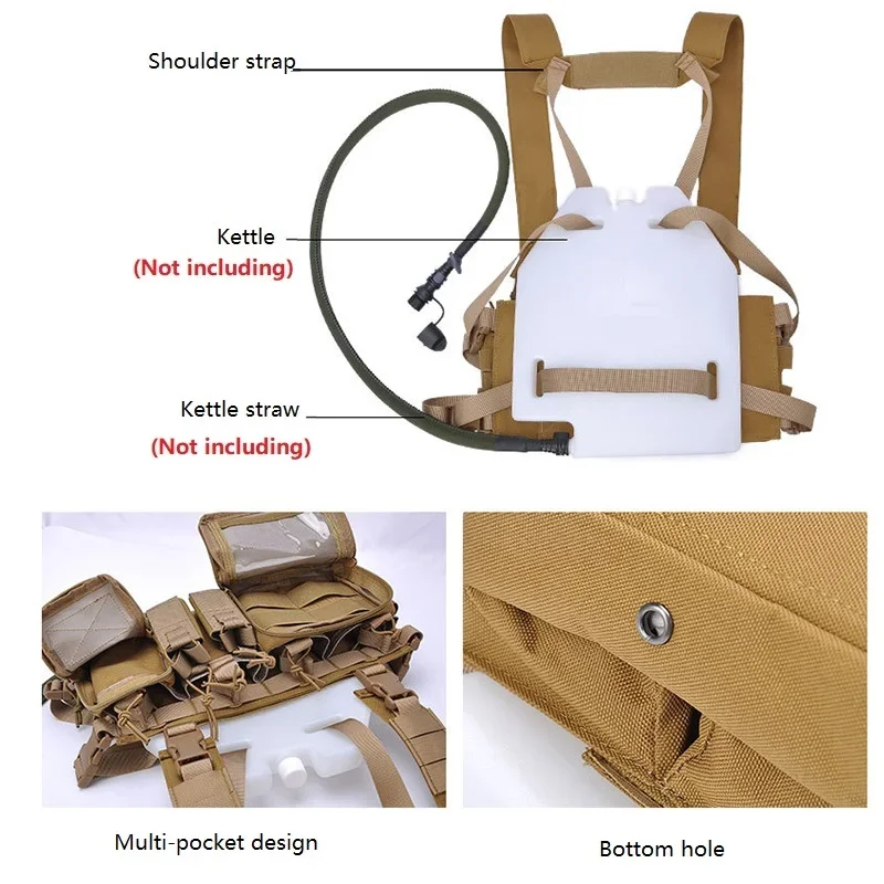 Chaleco táctico verde CS Match Wargame TCM, aparejo de pecho, paquete de Airsoft, funda para revista, cintura Molle, chaleco de caza Airsoft para hombre - imagen 5