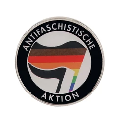Insignia metálica conmemativa anti-fascista para chaqueta o bolso
