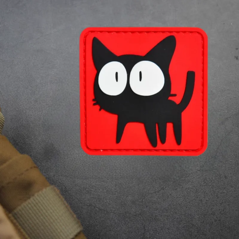 Parche de PVC de gato negro, insignia de moral táctica con gancho y bucle, accesorios de decoración para mochila militar, parches adhesivos para ropa - imagen 5
