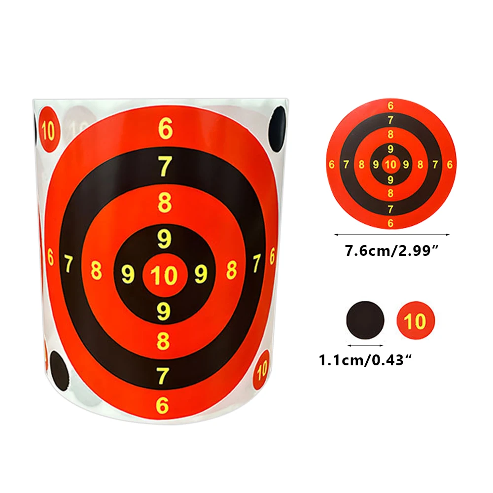 300 Uds pegatinas de destino autoadhesivas papel de destino de tiro etiquetas naranjas fluorescentes para pistola de aire BB pistola práctica de tiro - imagen 2
