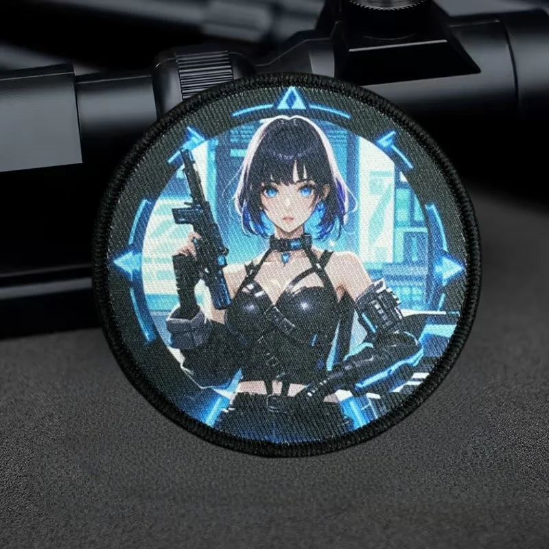 Anime Girl Printing Patch Beauty Morale Badge  Hook&Loop Tactical Military Backpack Armband Hats Stickers Patches for Clothing - imagen 5