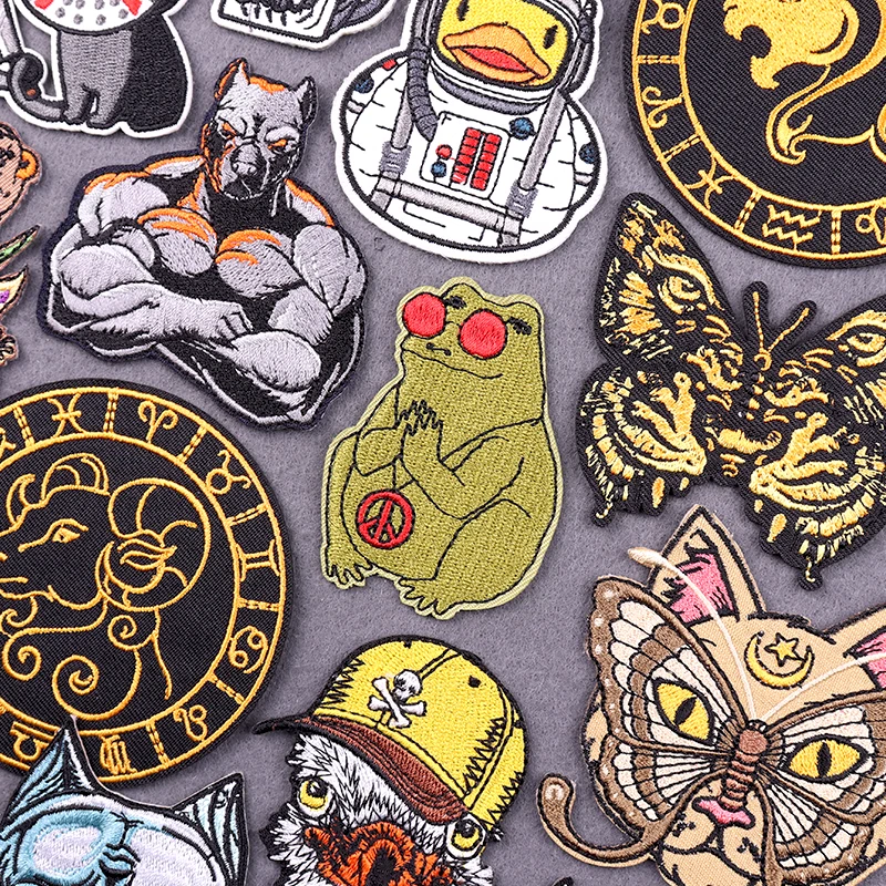 Parche de rana de Animal de Hip Hop, parches bordados para planchar, parches termoadhesivos para ropa, pegatinas de parche Fusible Punk - imagen 2
