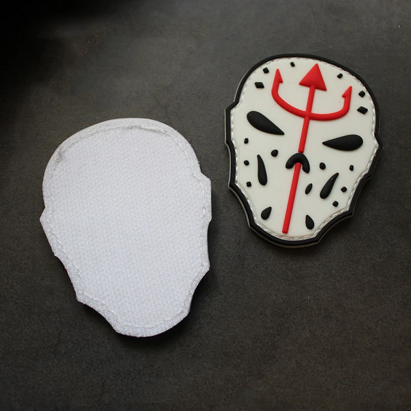 Máscara Trident Jason con sello azul marino, parche luminoso de PVC 3D, brazalete de combate con calavera táctica, insignias para decoración de bolsas de ropa - imagen 5