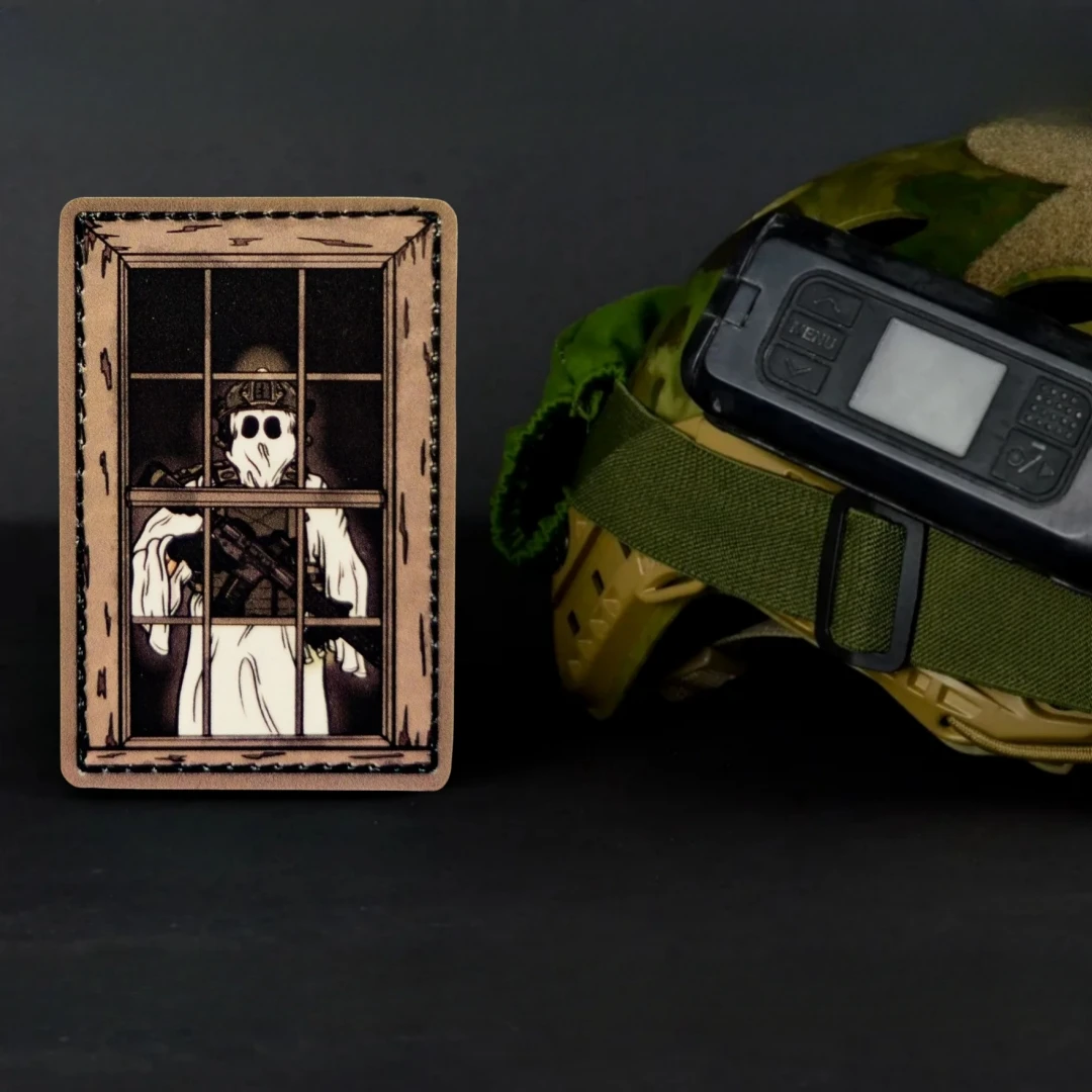 Emblema de máscara de fantasma, parche del ejército moral, esqueleto militar táctico con estampado de Daito, parches de gancho para ropa, pegatina para mochila - imagen 4