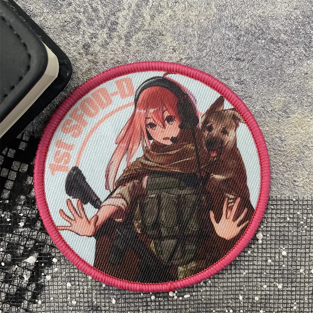 Parche de insignia de moral de primera línea para niña, brazalete militar táctico de Chica de Anime, gancho y bucle, mochila para exteriores, accesorios para sombrero, pegatinas - imagen 3