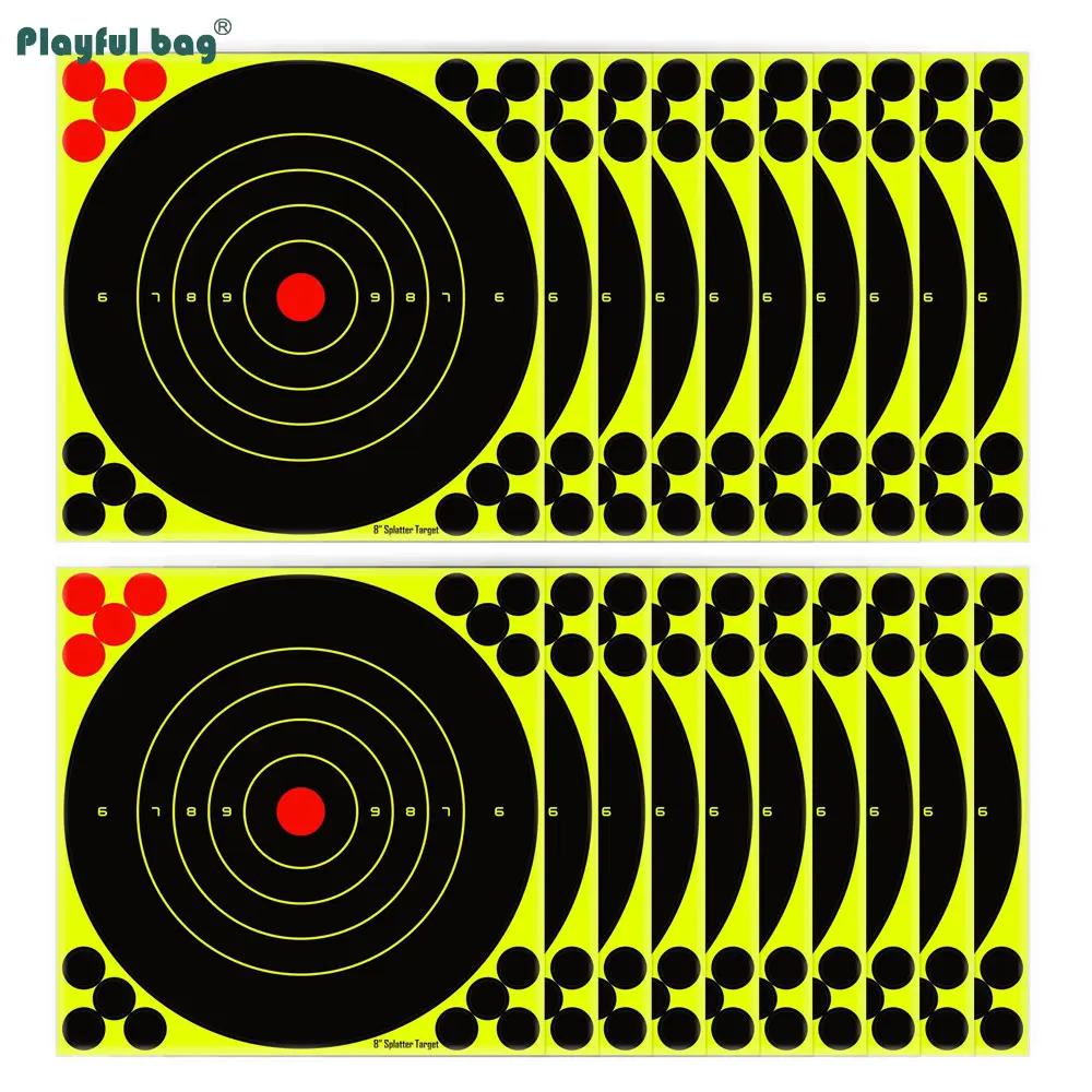 20 piezas pegatinas de objetivo de salpicaduras de 8x8 pulgadas, papel de práctica de destino, accesorios de entrenamiento de tiro autoadhesivos AQB174 - imagen 5