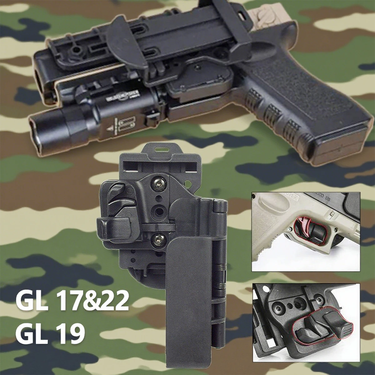 Funda táctica IPSC mano derecha nivel 3 llevar rápido OWB funda de pistola cinturón funda soporte de pistola para Airsoft G17 19 22