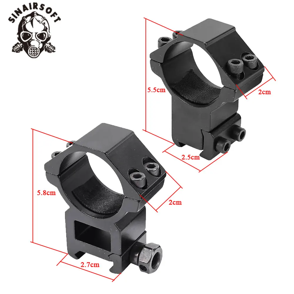 Anillo de montaje para mira de caza, 1 par, para alcance de tubo de 25,4mm y 30mm de diámetro, 11mm, 20mm, riel Picatinny de cola de milano, soporte para linterna táctica - imagen 2