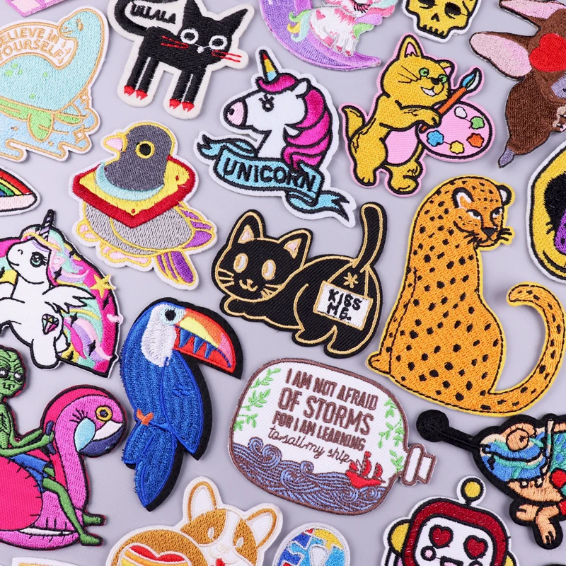 Parche Hippie para planchar, parches para ropa, parches bordados de animales para ropa, insignias a rayas, parche para decoración de pegatinas para ropa - imagen 2